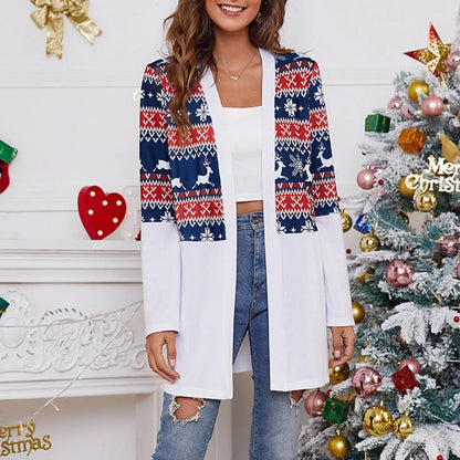 New Year Ladies Casual Long Sleeve Cardigan Christmas Sweater