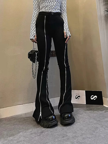 Halloween Slim Fashion Flare Zipper Pants