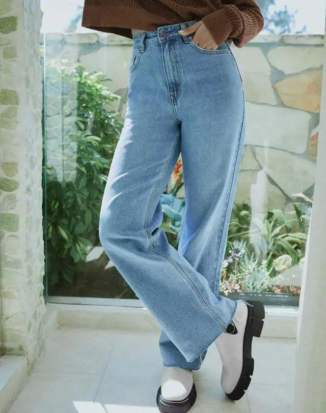 Amy Fashion - 2024 New Casual For Women High Waist Loose Denim Straight Leg Fashion Street Female Jean