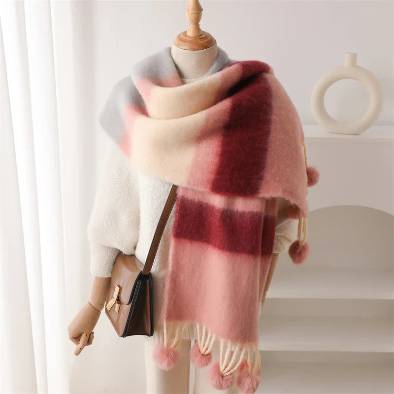 2024 Winter Multicolor Cashmere Loop Yarn Pashmina Scarf