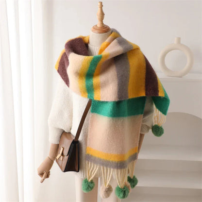 2024 Winter Multicolor Cashmere Loop Yarn Pashmina Scarf