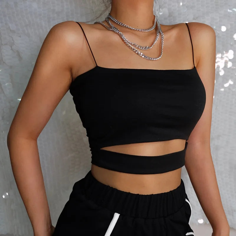 AMY FASHION - Summer Sexy Cut-Out Sleeveless Tank Blouse Crop Top