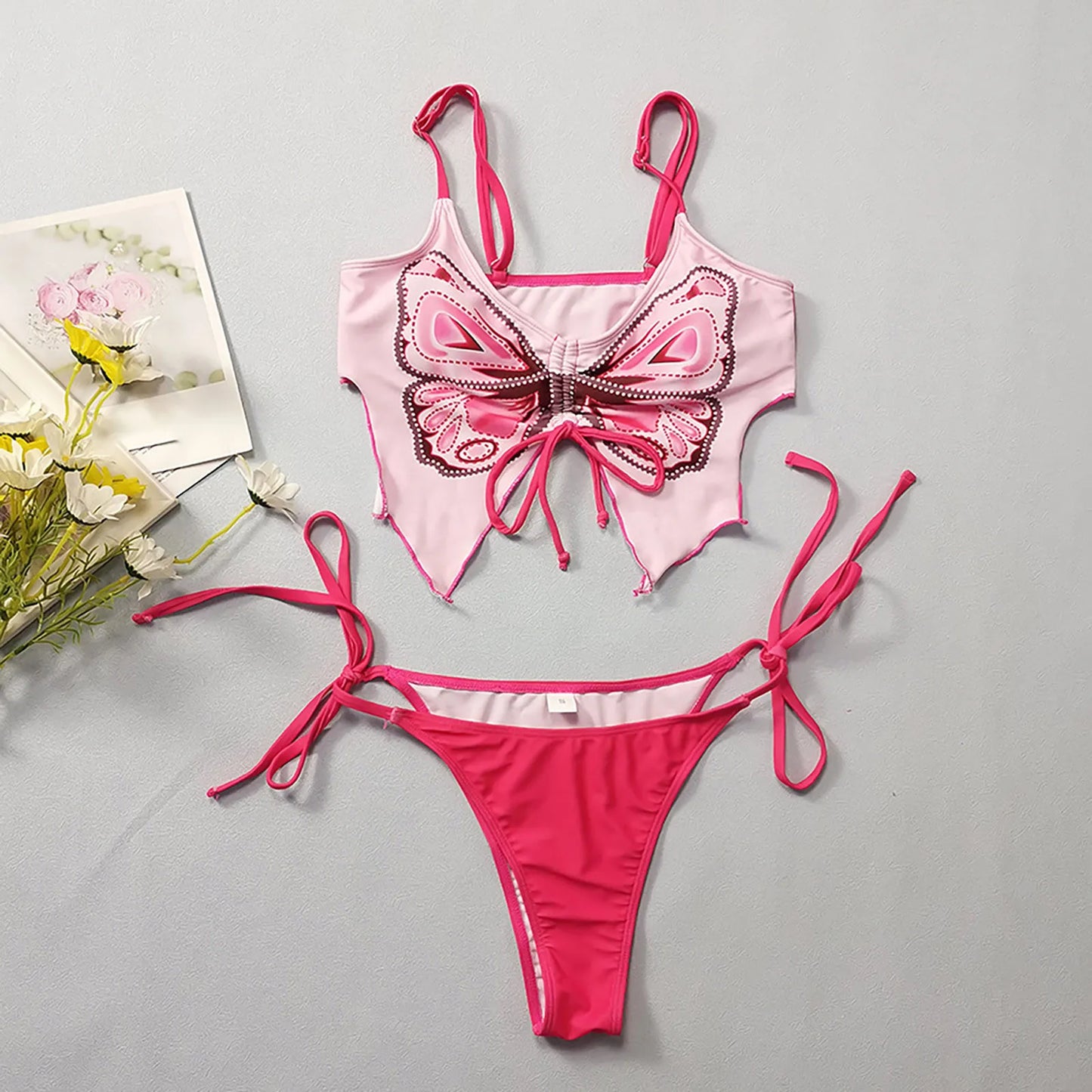 Amy Fashion - Summer New Sexy Butterfly Print Split Bikini Sets