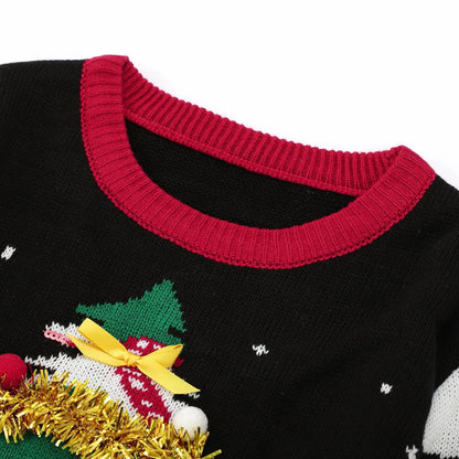 Red O-Neck Loose Pullover Christmas Sweater