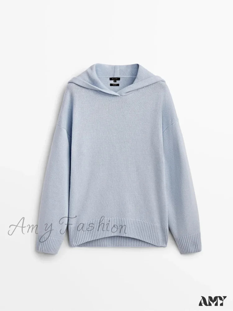 2024 Autumn New Style Trendy Casual Hooded Cozy Stylish Sweater Sky Blue / S