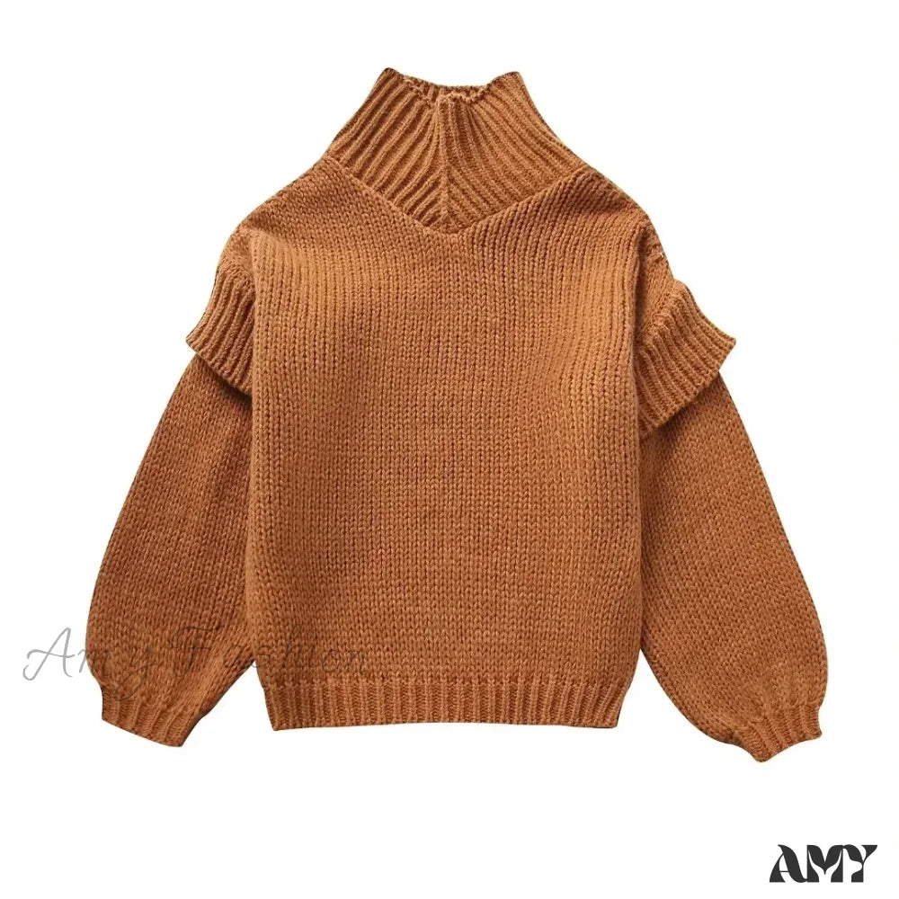 2024 Autumn Winter For Women Long Sleeve Knitted Basic Stylish Chic Cozy Trendy Comfortable Sweater