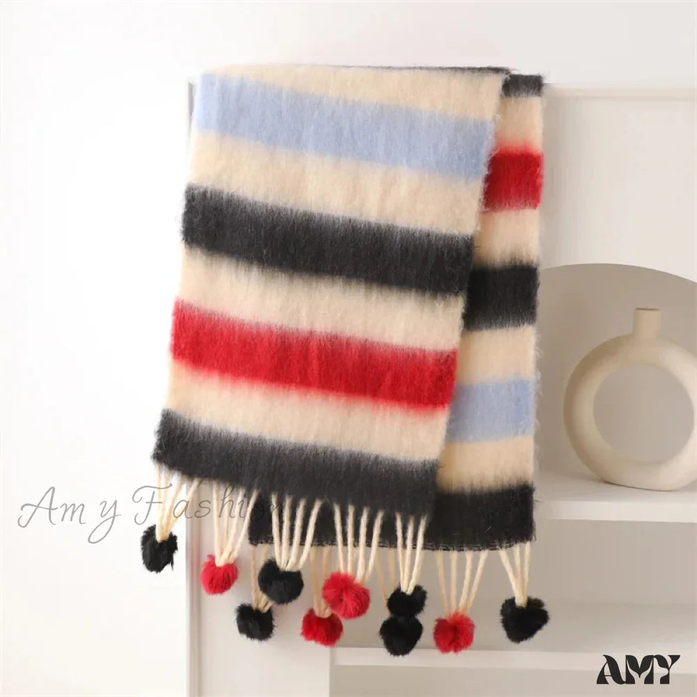 2024 Winter Multicolor Cashmere Loop Yarn Pashmina Scarf