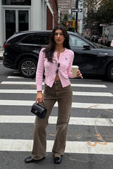 Horse Embroidered Long Sleeve Street Knit Cardigan