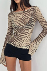 Animal Print Lightweight Loose Sexy T-Shirt Blouse