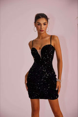 Sequin Panel Sheer Slim-Fit Split Cami Party Dress