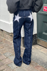 Contrast Patchwork Y2K Retro Star Back Casual Jeans