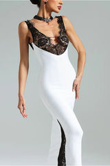 Lace Bandage V-Neck Sleeveless Party Dress
