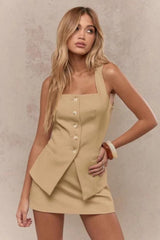 Sleeveless Vest Elegant Two Piece Work Set