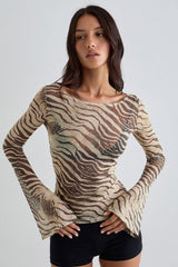 Animal Print Lightweight Loose Sexy T-Shirt Blouse