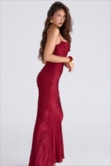 Crocodile Print Strapless Layered Bodycon Party Dres