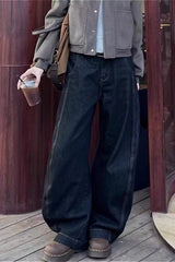 Retro Lazy Curved Leg Wide Leg Drop Crotch Jeans