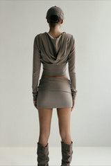 Carmine Zip-Up Embroidered Crop Hoodie