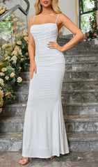 White Draped Corset Maxi Dress