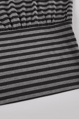 Stripe One Shoulder Long Sleeve Waist Cinch Mini Bodycon Dress