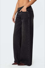 Loose Wide Leg Fashion Printed Denim Jeans