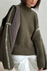 Street Chic Turtleneck Colorblock Pullover Sweater