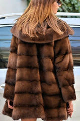 Faux Mink Fur Hooded Mid-Length Plus Size Loose Coat