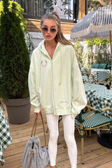 Retro Embroidered Zip-Up Hoodie