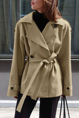 Loose Notch Collar Waist-Tied Designers Chic Trench Coat