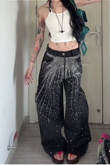 Oversized Washed Star Bling Straight Leg Vibe Jeans