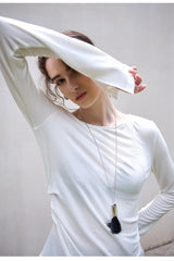 Stylish Wool Tencel Asymmetrical Hem Fitted Base Layer