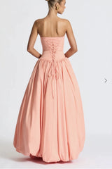 Yellow Strapless Tie Asymmetrical Babydoll Party Dress