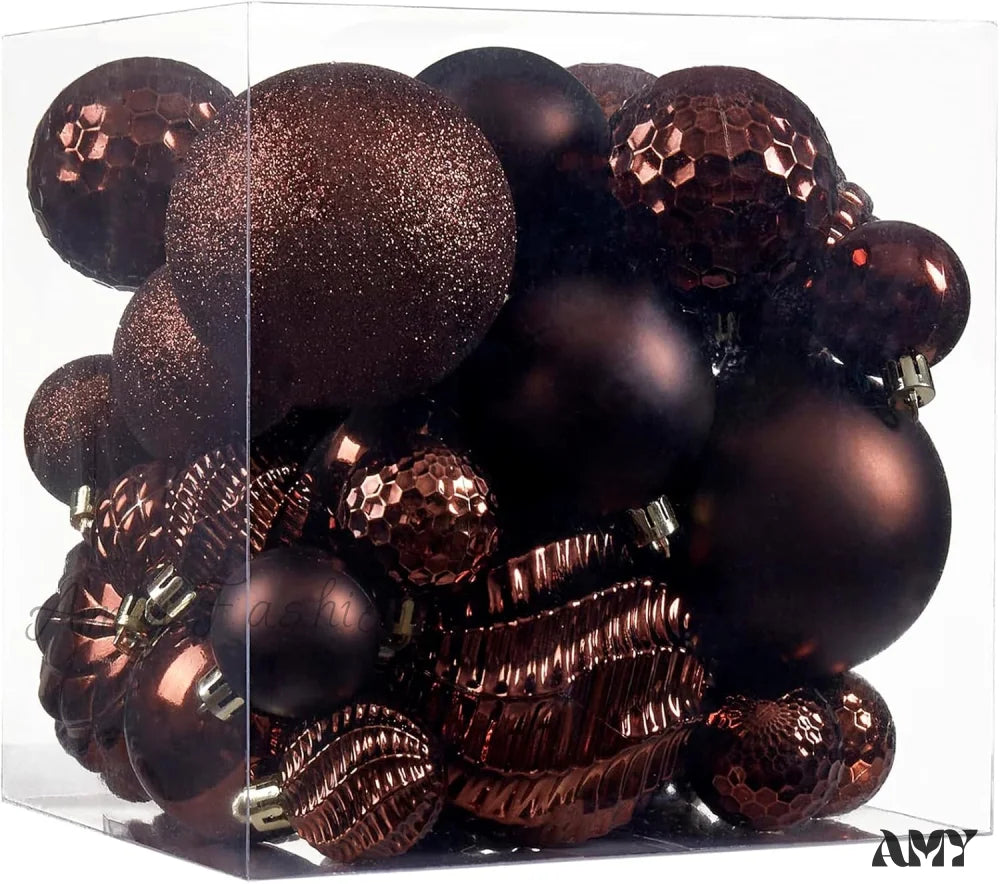 36 Shatterproof Christmas Ball Ornaments For Xmas Tree And Home Decor Brown