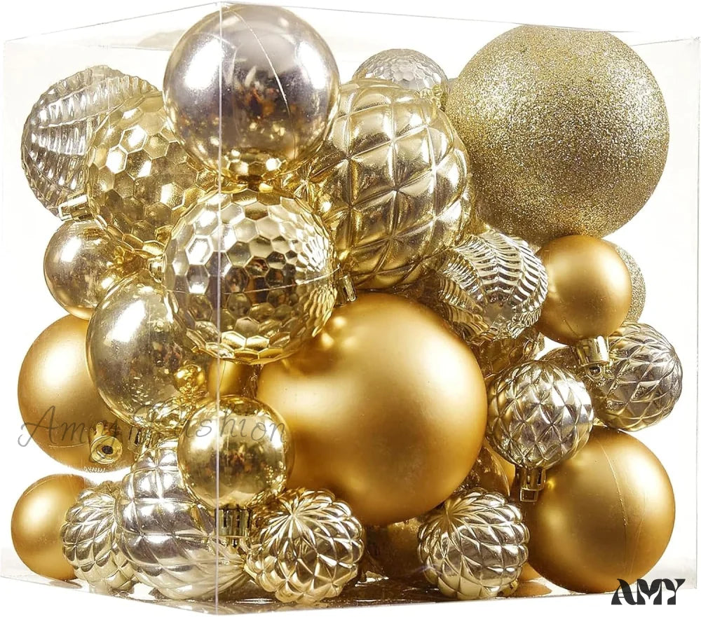 36 Shatterproof Christmas Ball Ornaments For Xmas Tree And Home Decor Gold