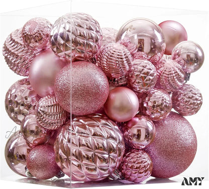 36 Shatterproof Christmas Ball Ornaments For Xmas Tree And Home Decor Pink