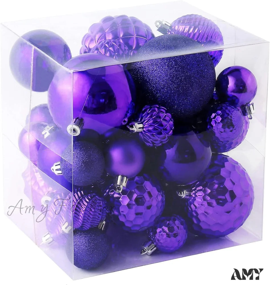 36 Shatterproof Christmas Ball Ornaments For Xmas Tree And Home Decor Purple