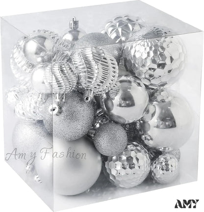 36 Shatterproof Christmas Ball Ornaments For Xmas Tree And Home Decor Silver