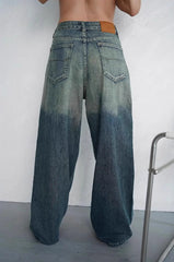 Ombre Distressed Low Waist Trendy Jeans