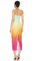 Strapless Sequin Ombre Maxi Dress in Multi-Color