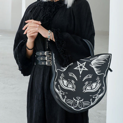 Bag Cat Gothic Handle Pentacle Top Fashion Punk Style