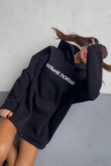 Oversized Long Sleeve Letter Print Hoodie
