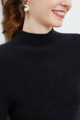 Wool Ribbed Slim Mock Neck Long Sleeve Base Layer