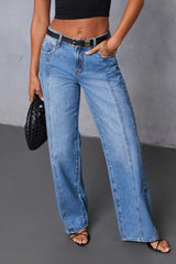 Classic Washed Mid-Rise Versatile Jeans