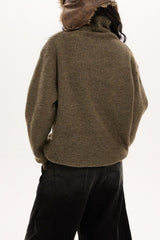 Button Collar Retro Slouchy Knit Cardigan