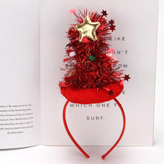 Christmas Velvet Glitter Star Pom Pom Lighted Tree Hair Accessory