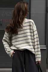 Oversized Striped Basic Lightweight Knit Sweater