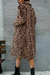 Leopard Print Fluffy Loose Mid-Length Elegant Coat