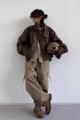 Retro Moto Brown Matte PU Jacket