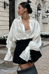 Solid Sheer Lightweight Chic Blouse