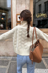 Slouchy High Neck Loose Knit Pullover Sweater