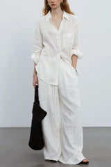Linen V Neck Relaxed Blouse